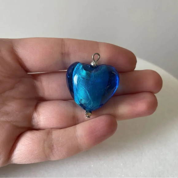 Blue Murano glass  heart shaped pendant‎ - Picture 6 of 7